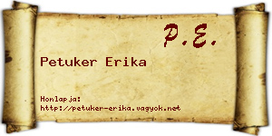 Petuker Erika névjegykártya